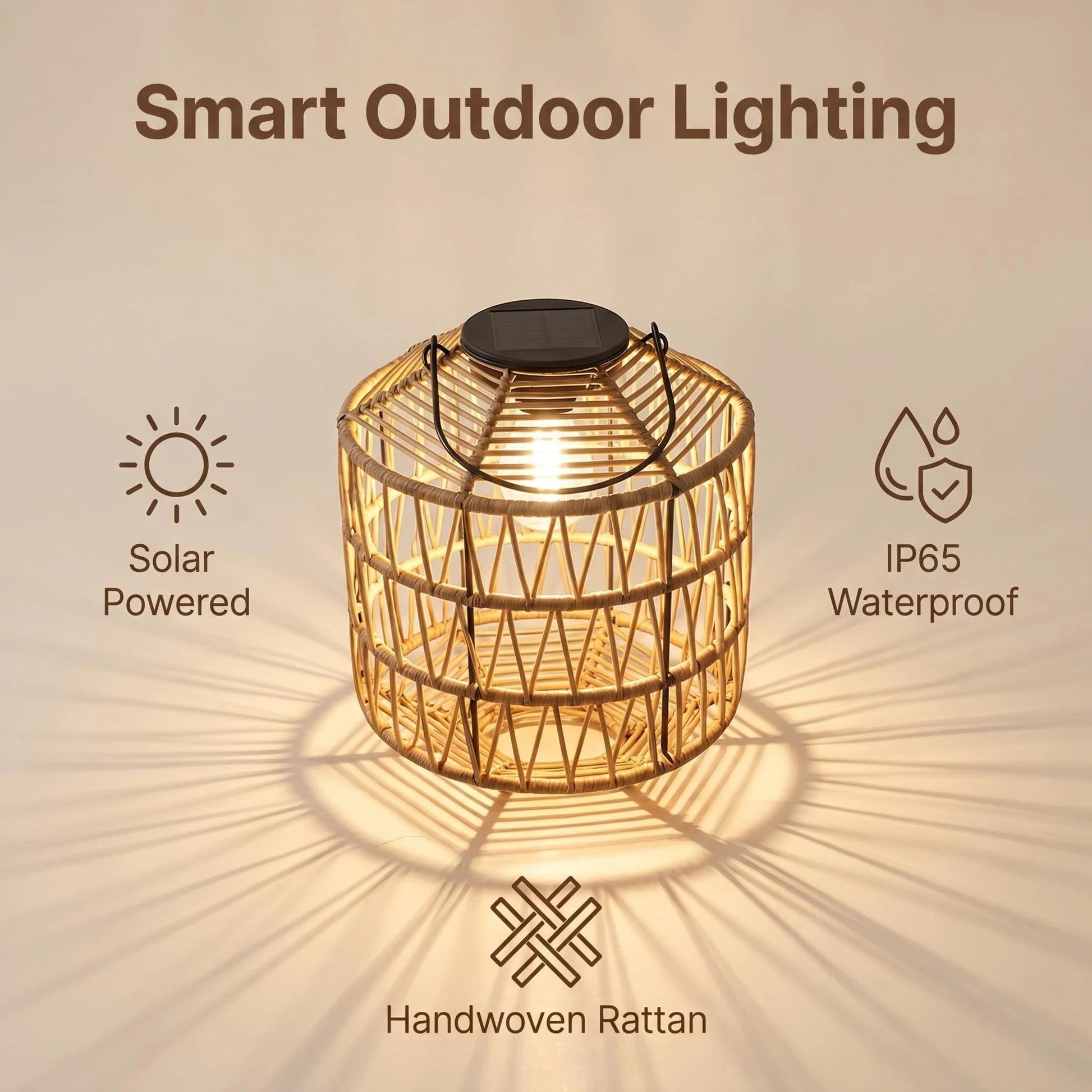 Solar Woven Rattan Lantern