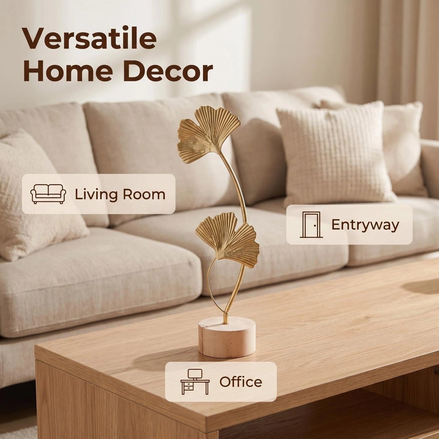 Metal Ginkgo Leaf Tabletop Decor alternate product view