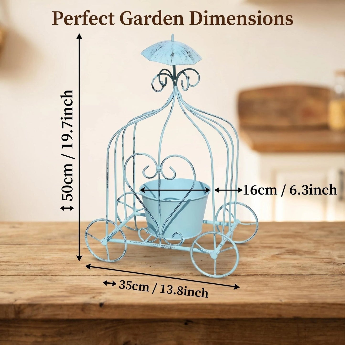 Rustic Metal Pumpkin Carriage Planter product detail view