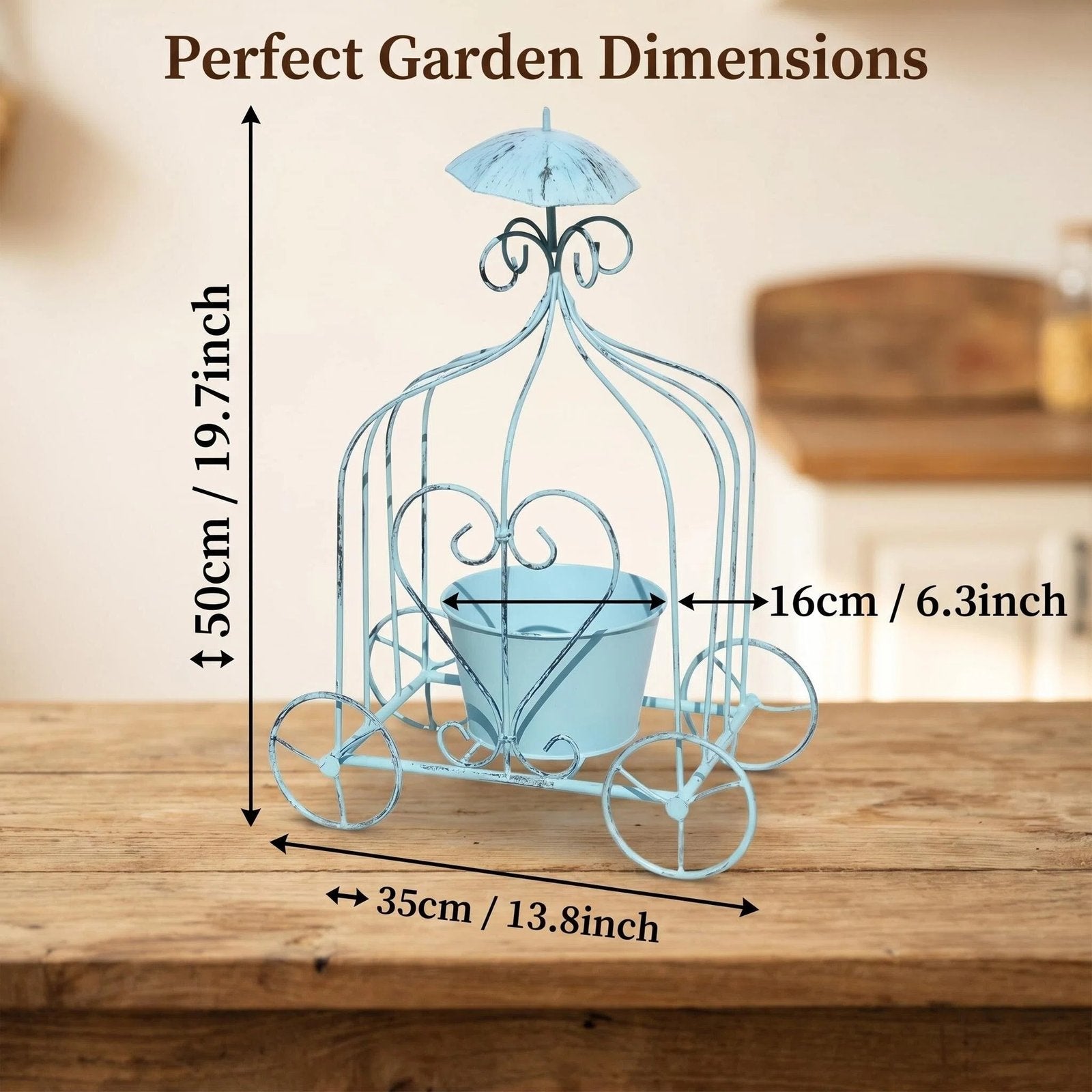 Rustic Metal Pumpkin Carriage Planter product detail view