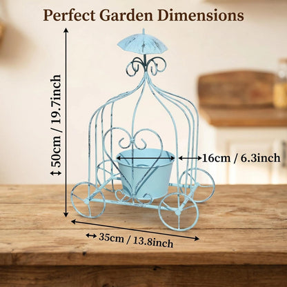 Rustic Metal Pumpkin Carriage Planter product detail view
