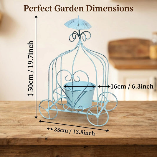 Rustic Metal Pumpkin Carriage Planter product detail view