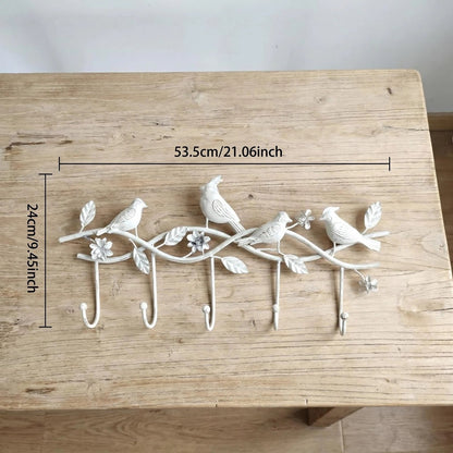 Vintage Bird Metal Wall Hook Rack product detail view