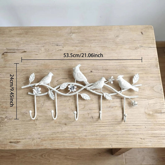 Vintage Bird Metal Wall Hook Rack product detail view