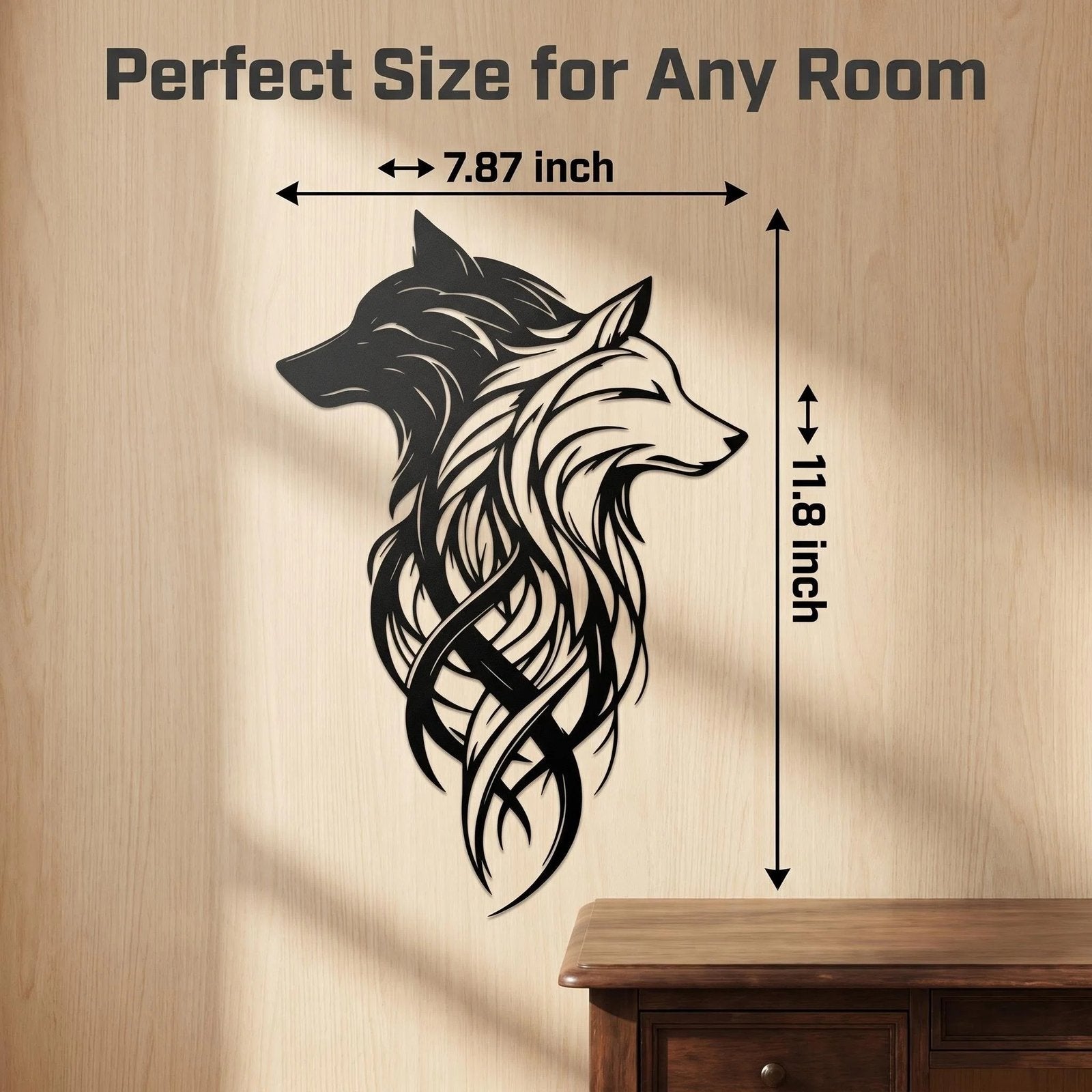 Dual Wolf Metal Wall Art product detail view