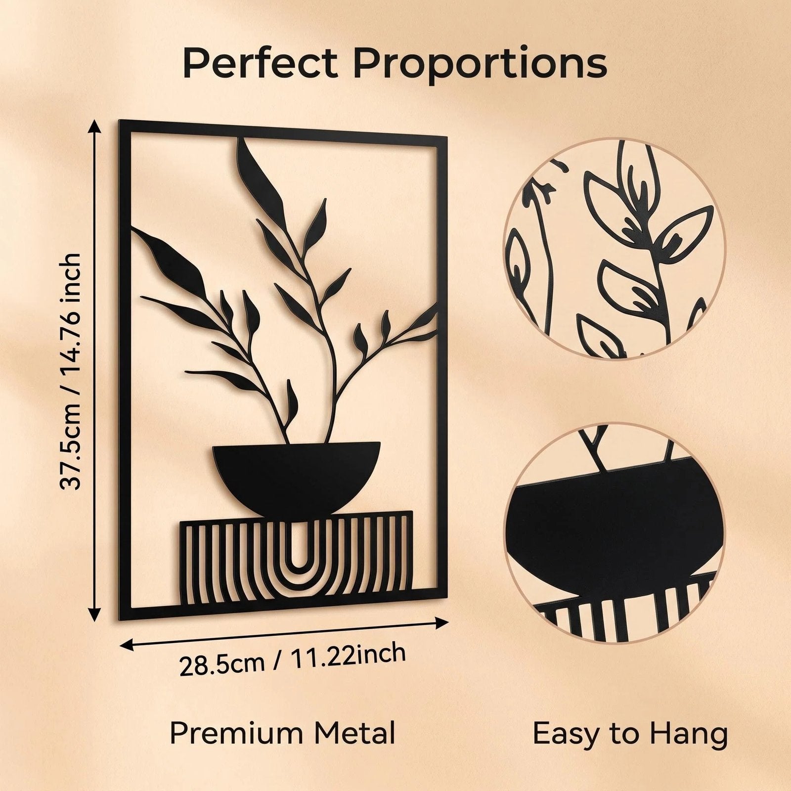 Minimalist Metal Line Art Wall Decor Set product detail view
