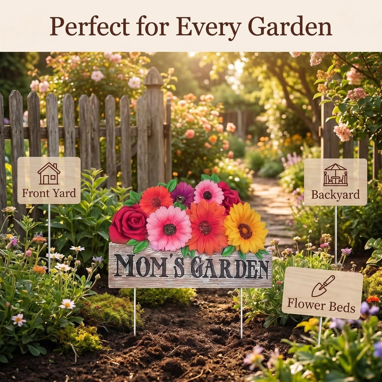 Mom's Garden Metal Yard Sign Stake product detail view