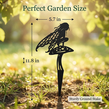 Fairy on Mushroom Metal Garden Stake product detail view