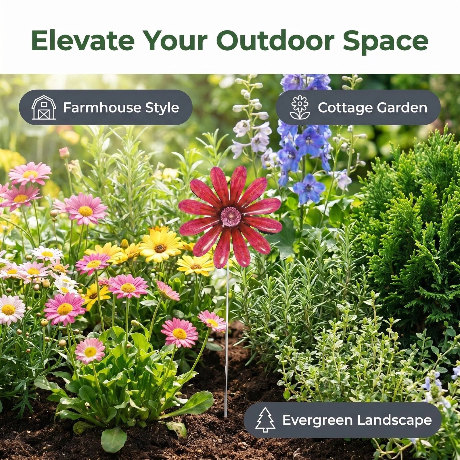 Metal Daisy Garden Stake product detail view