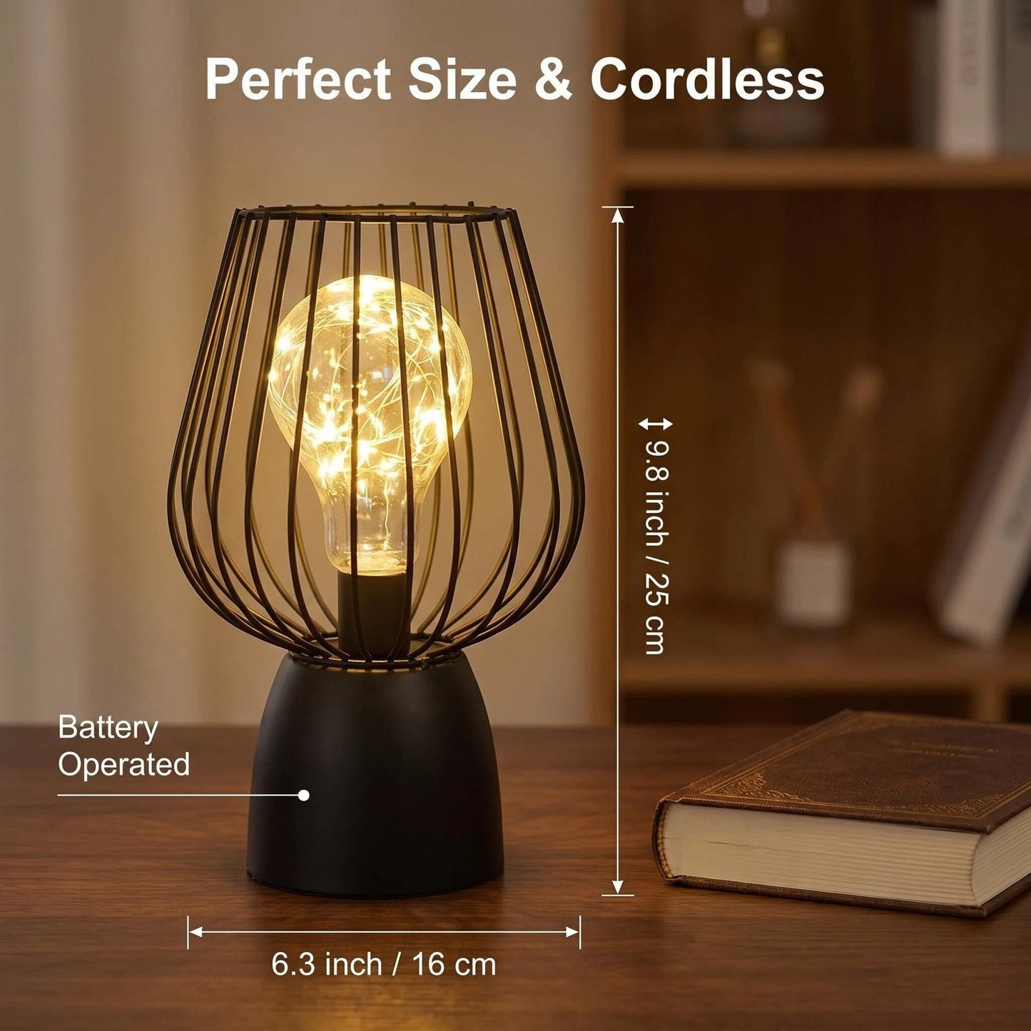 Battery-Operated Metal LED Table Lamp product detail view