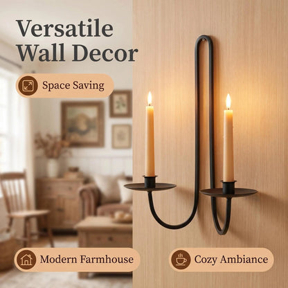 Modern Black Iron Wall Candle Holder product detail view