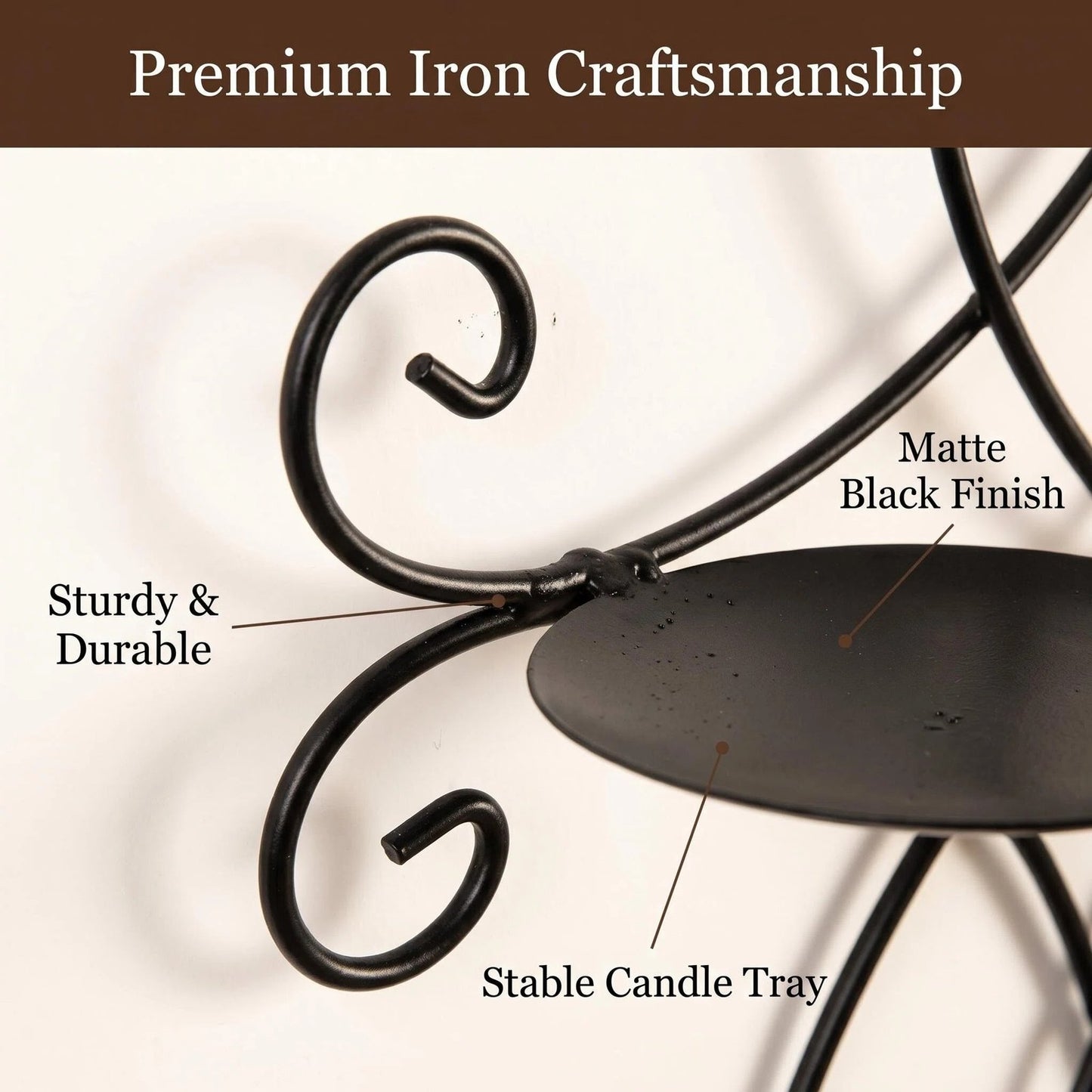 Vintage Black Iron Wall Candle Holder product detail view