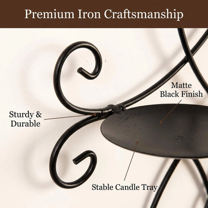 Vintage Black Iron Wall Candle Holder product detail view