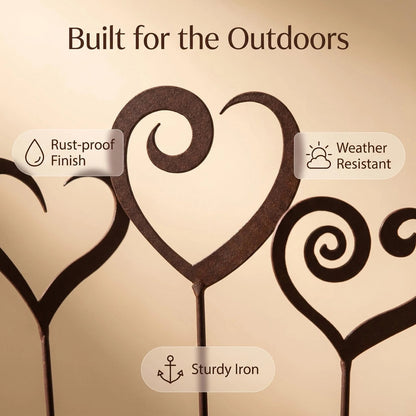 3-Piece Heart Metal Garden Stake Set alternate product view