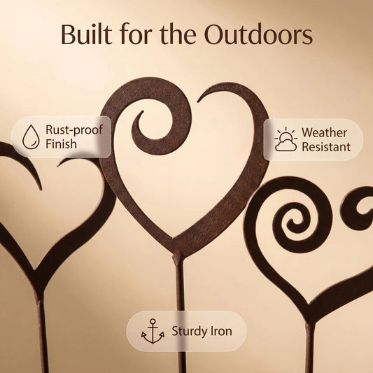 3-Piece Heart Metal Garden Stake Set alternate product view