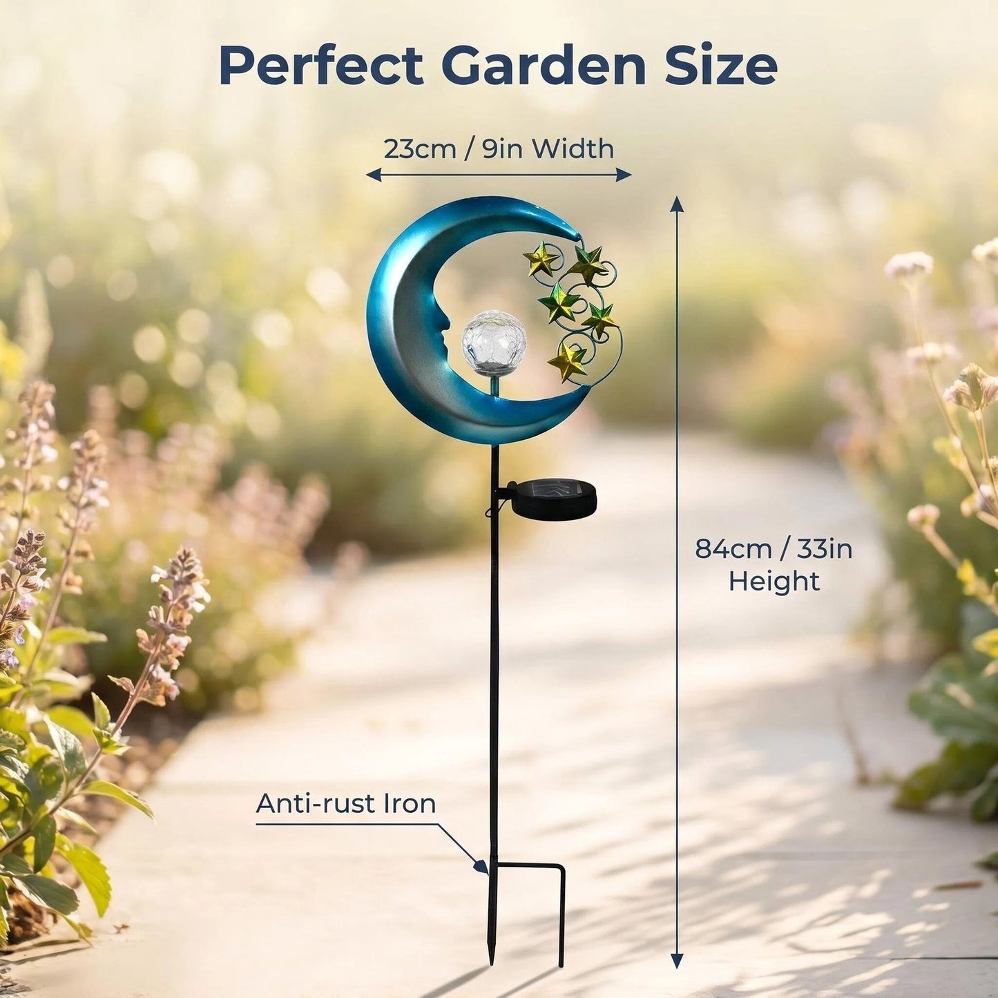 Solar Metal Moon Garden Stake Light product detail view