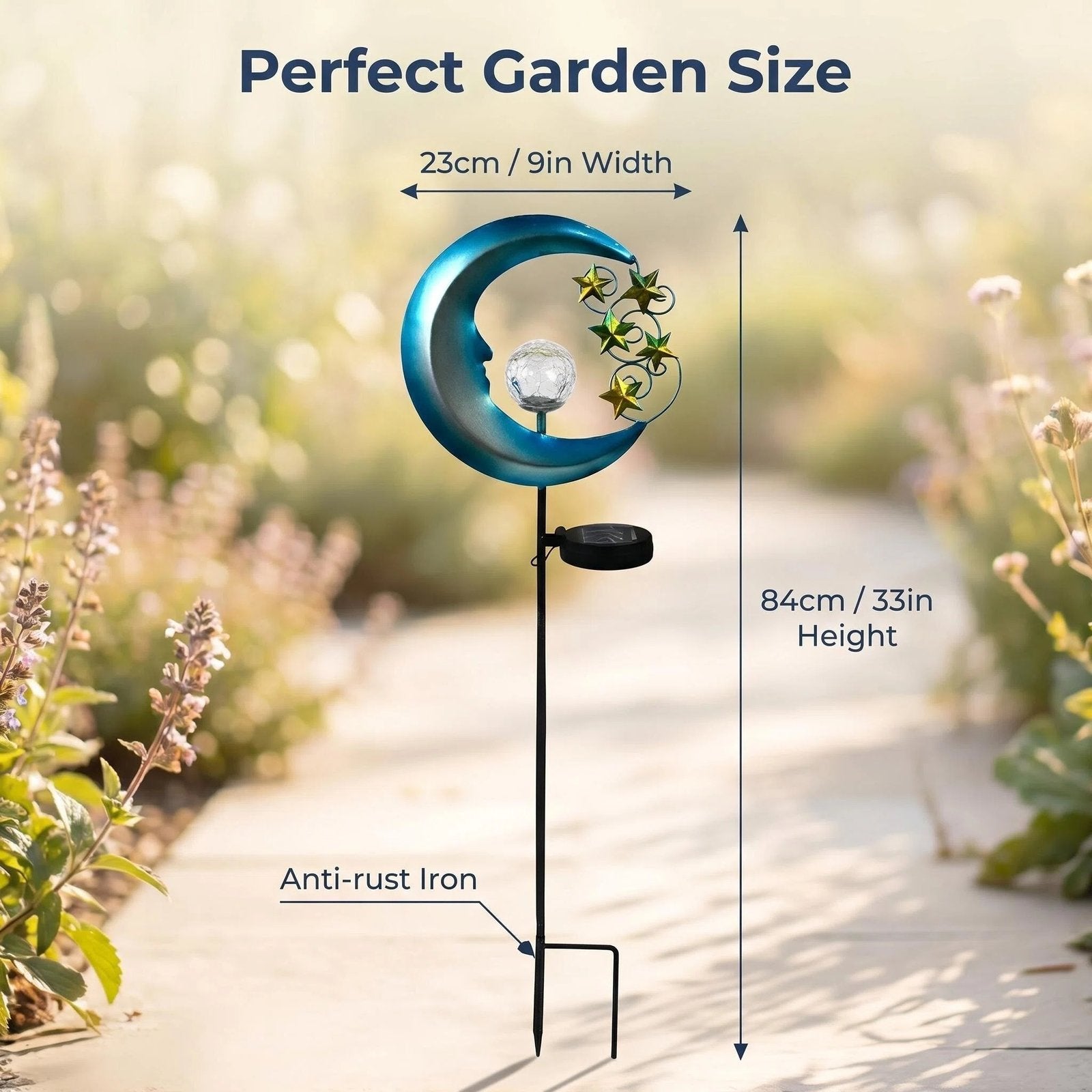 Solar Metal Moon Garden Stake Light product detail view