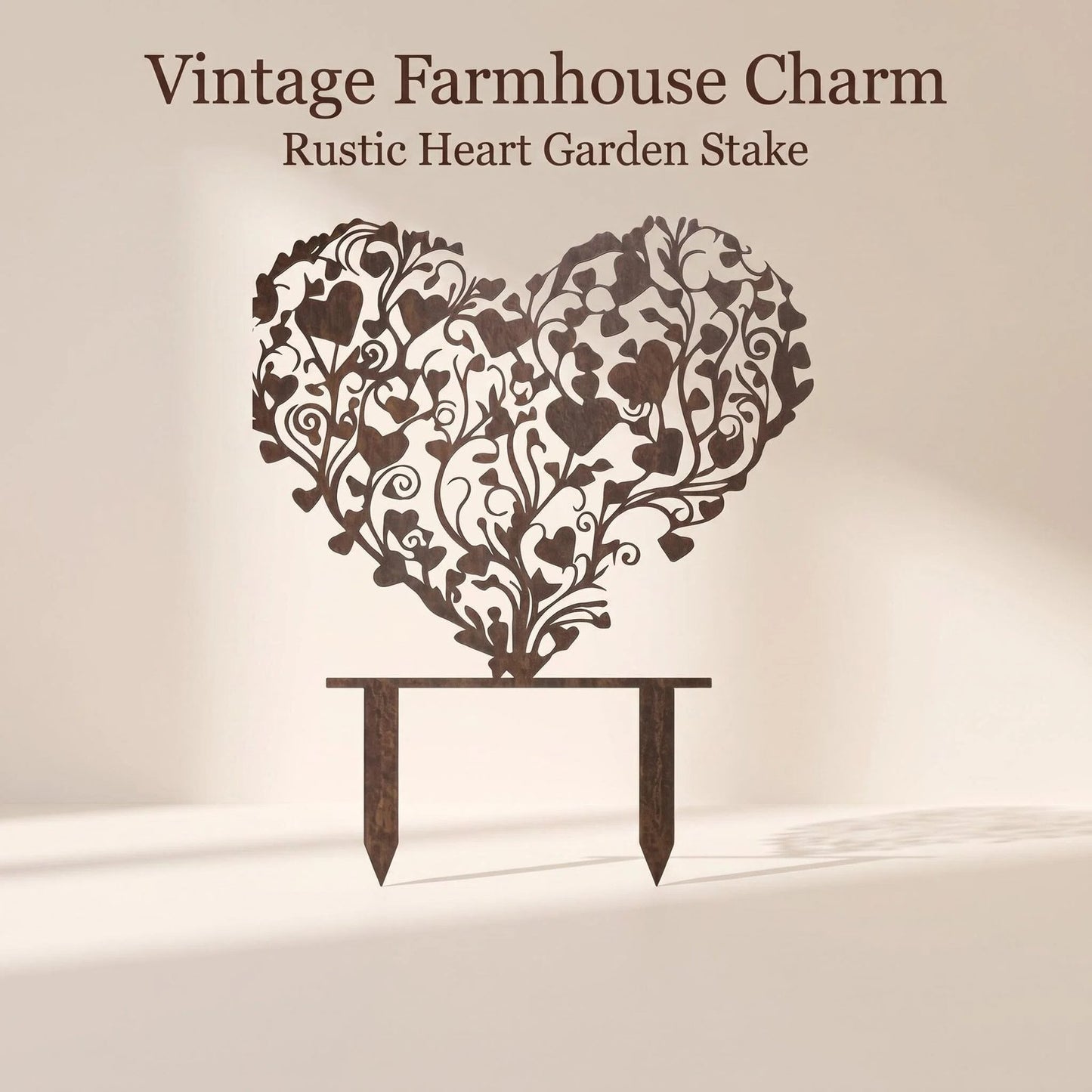 Rustic Heart Vine Metal Garden Stake