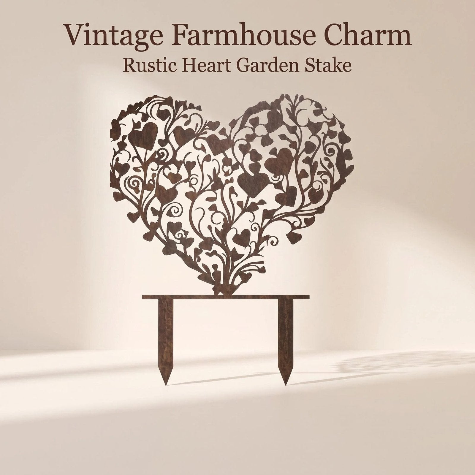 Rustic Heart Vine Metal Garden Stake
