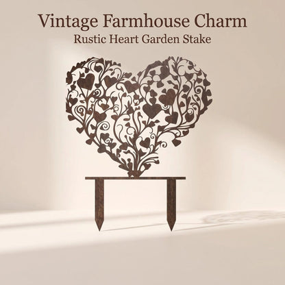 Rustic Heart Vine Metal Garden Stake