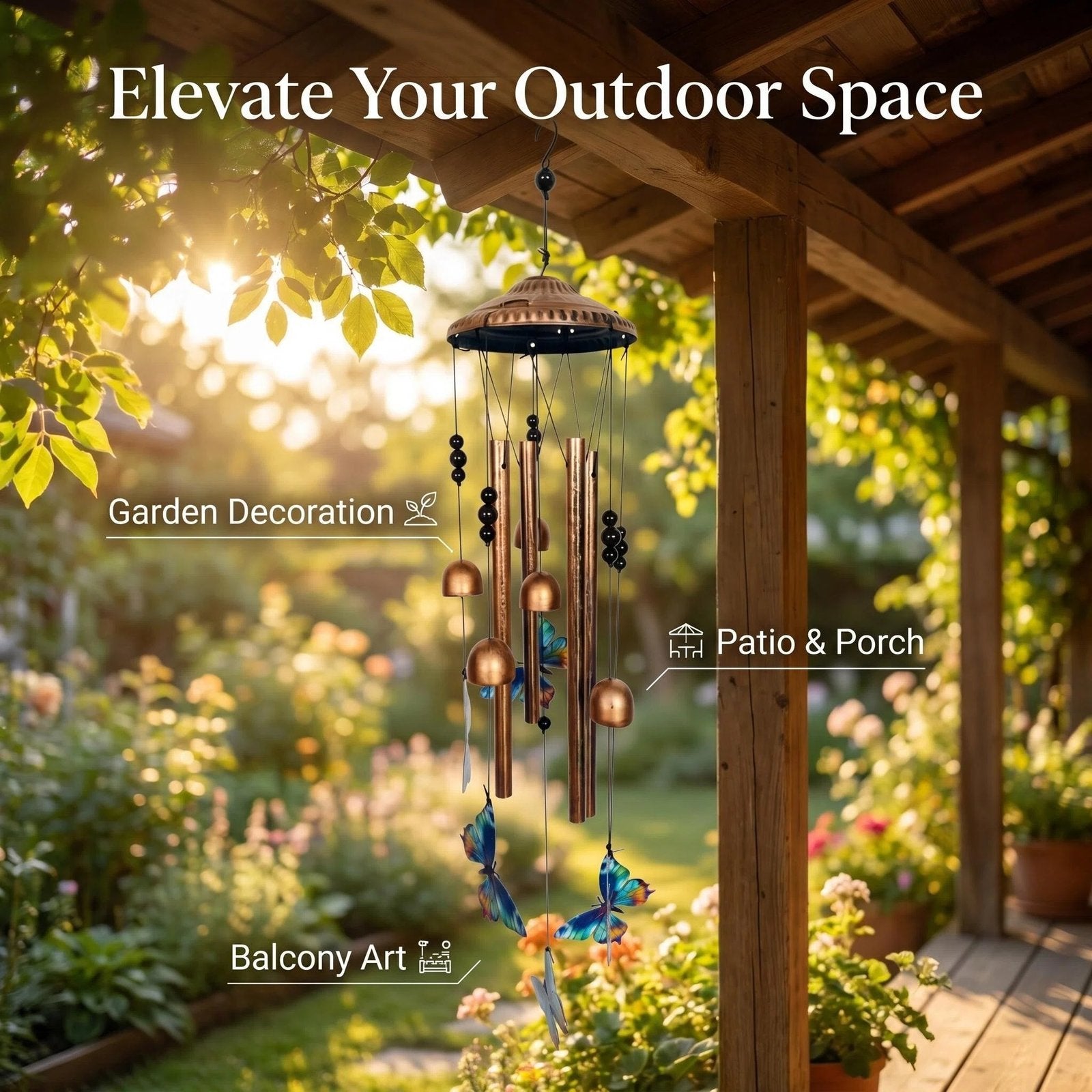 4-Tube Butterfly Metal Wind Chime product detail view