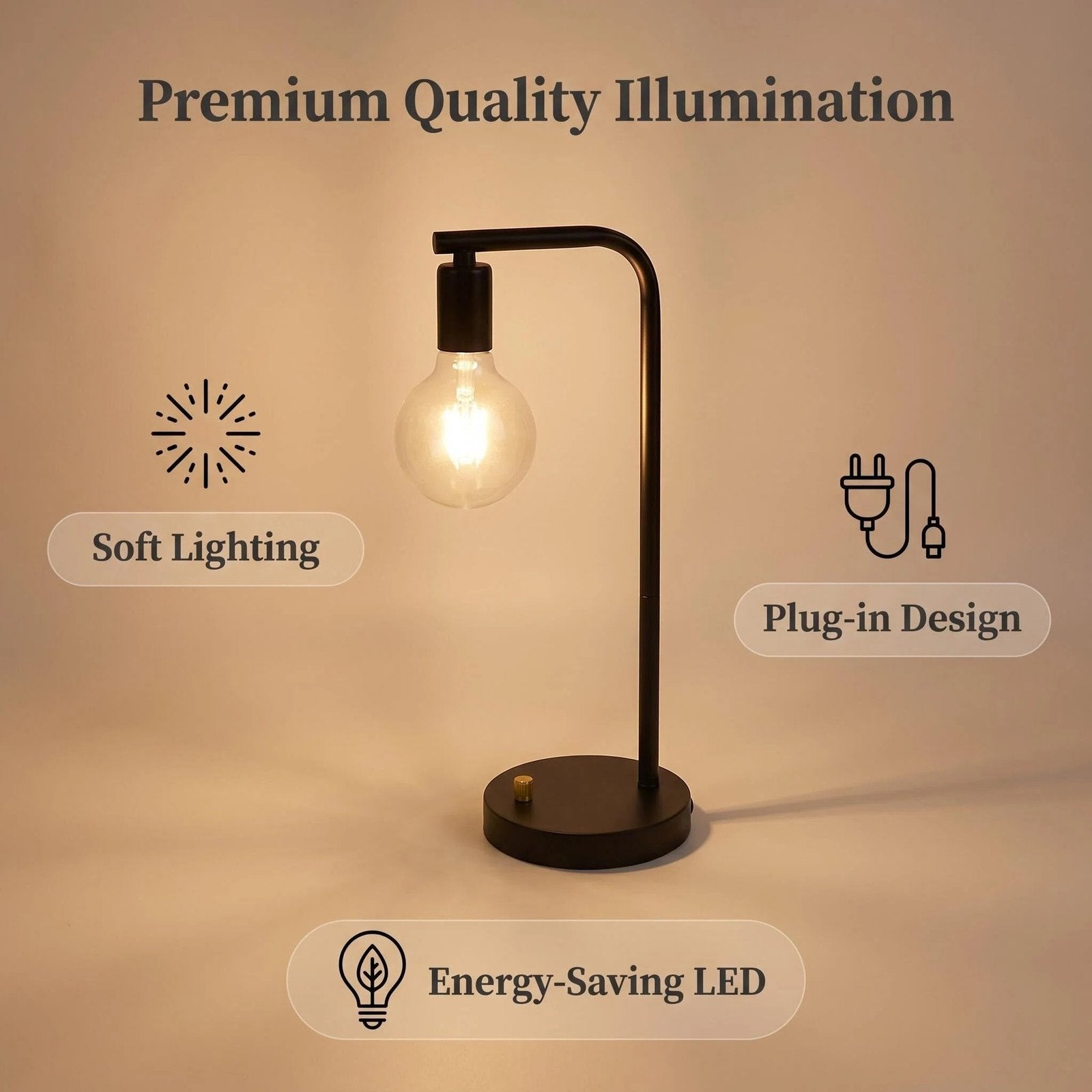 Vintage Iron & Glass Table Lamp product detail view