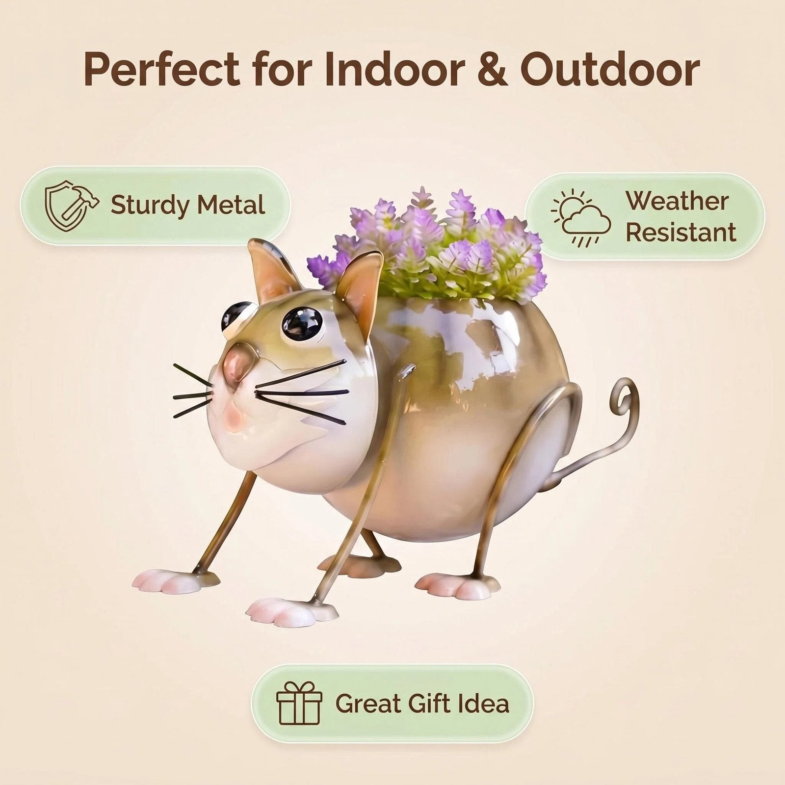Metal Cat Garden Planter product detail view