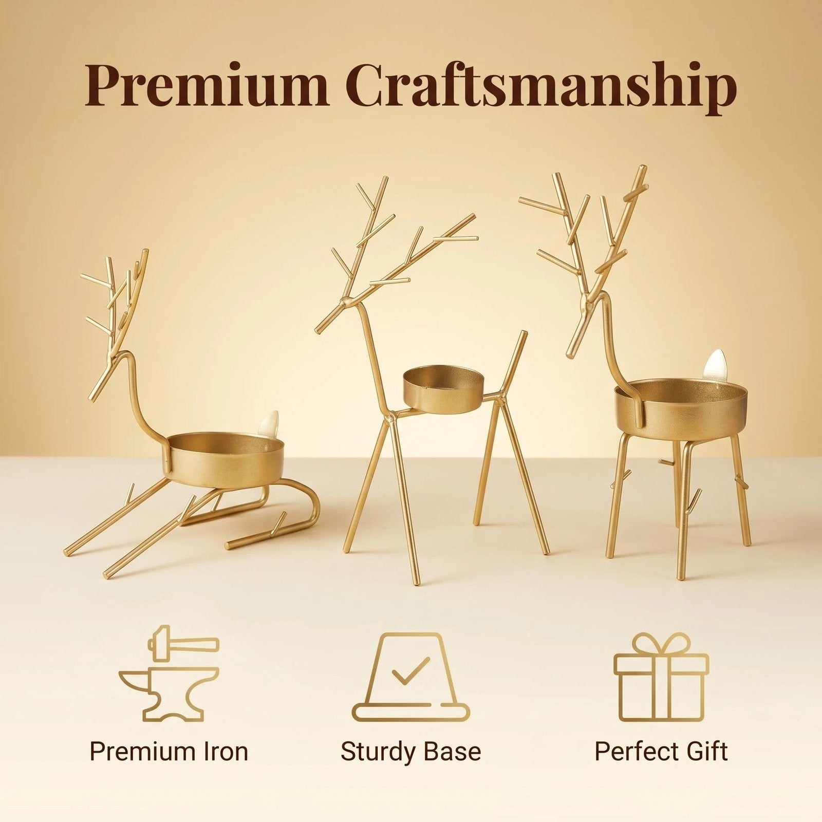 Gold Deer Metal Candle Holder product detail view