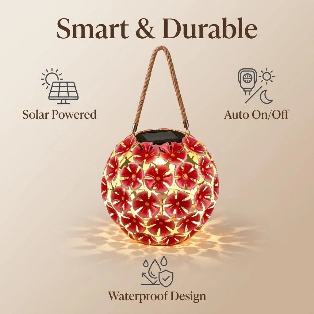 Solar Metal Hydrangea Garden Stake Light product detail view