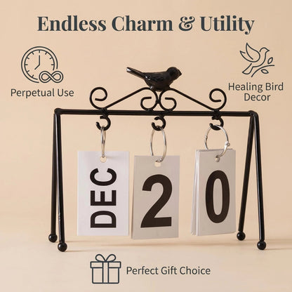 Nordic Metal Bird Perpetual Desk Calendar product detail view