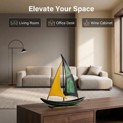 Modern Metal Sailboat Sculpture product detail view