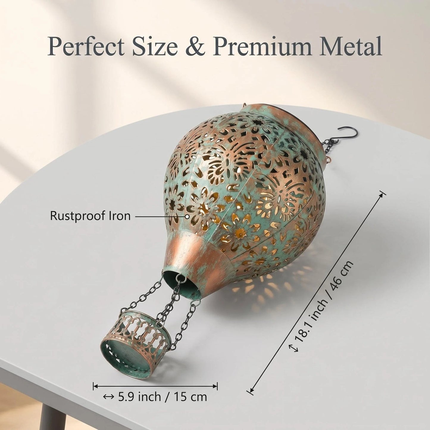 Solar Metal Hot Air Balloon Garden Lantern alternate product view