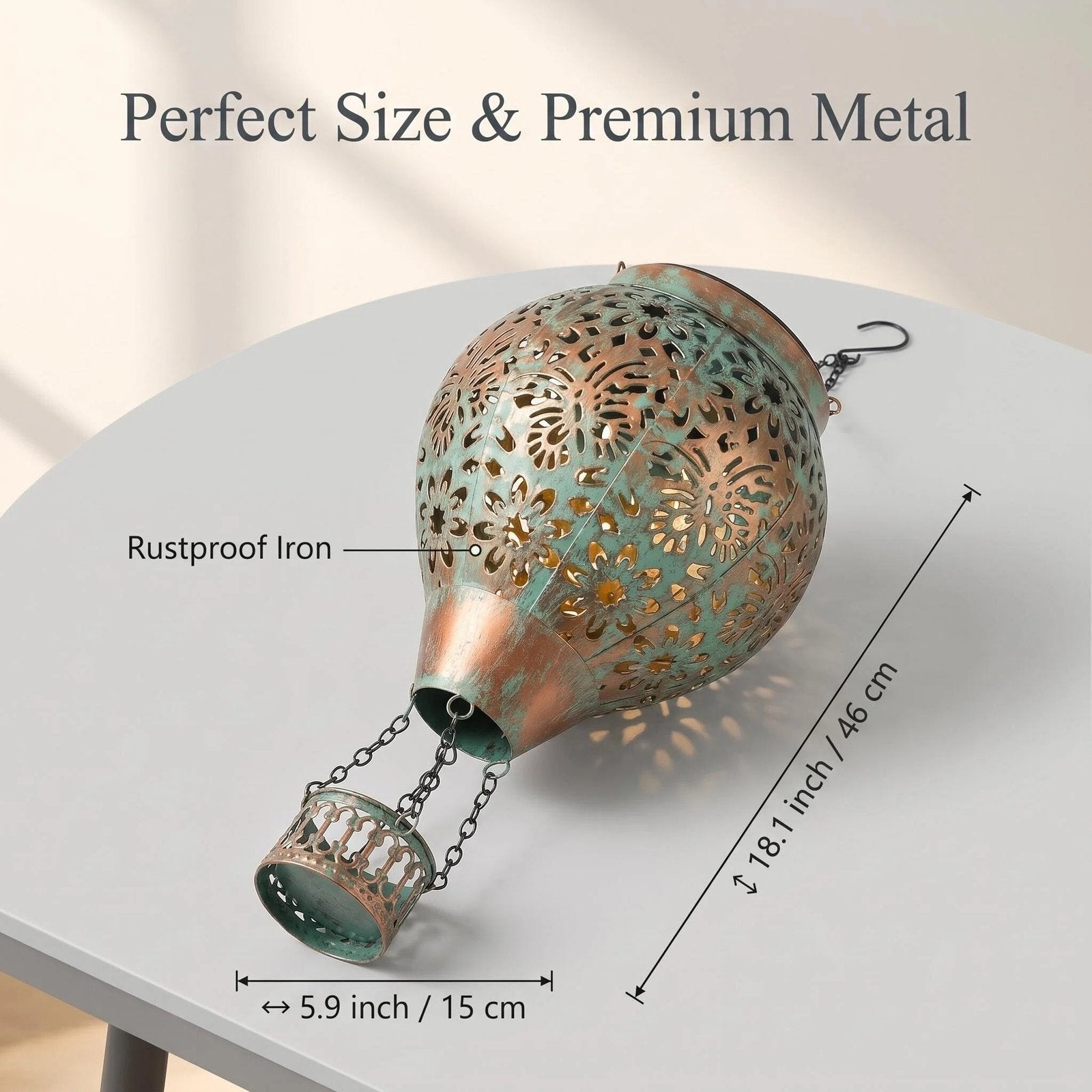 Solar Metal Hot Air Balloon Garden Lantern alternate product view