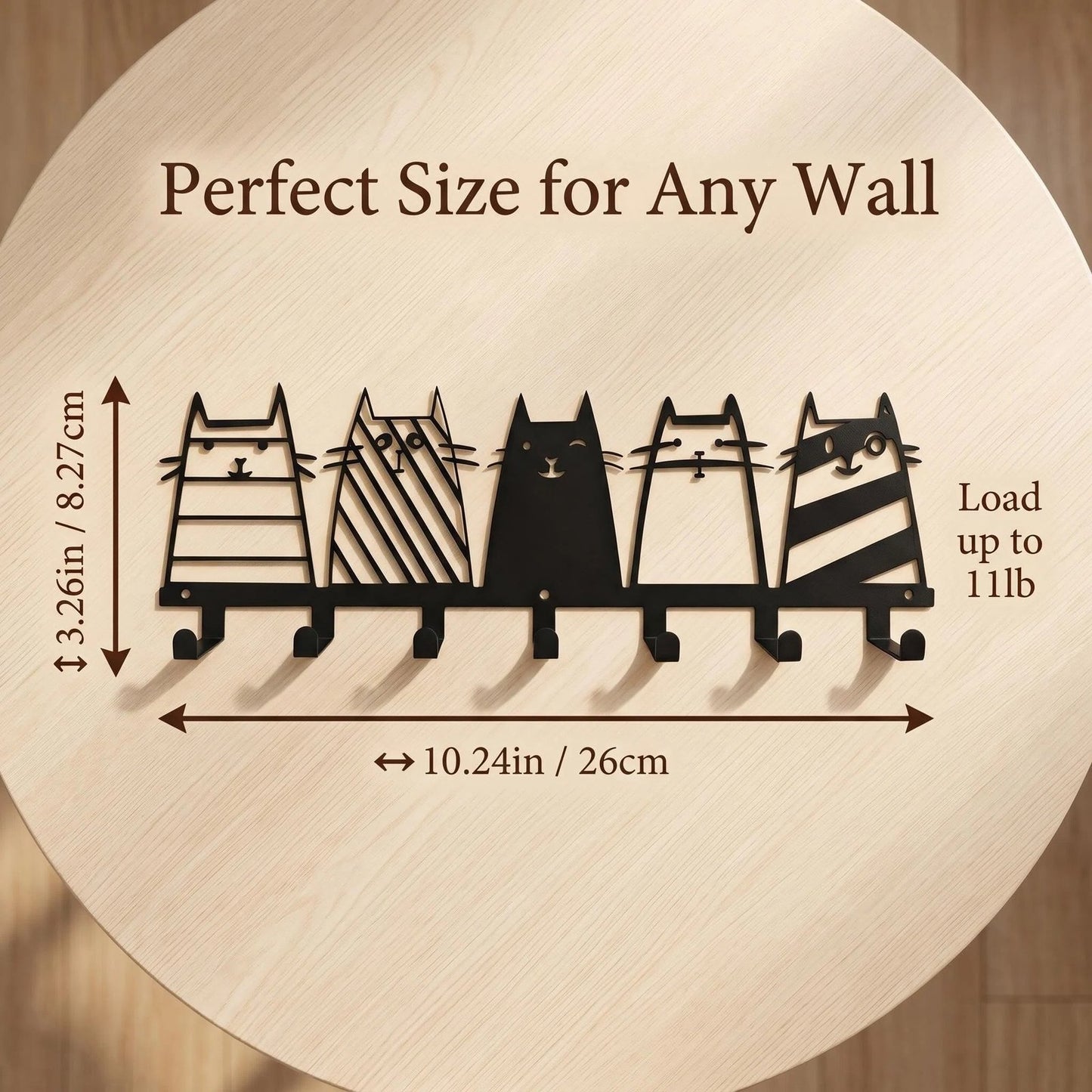 Black Metal Cat Key Holder Wall Hook product detail view