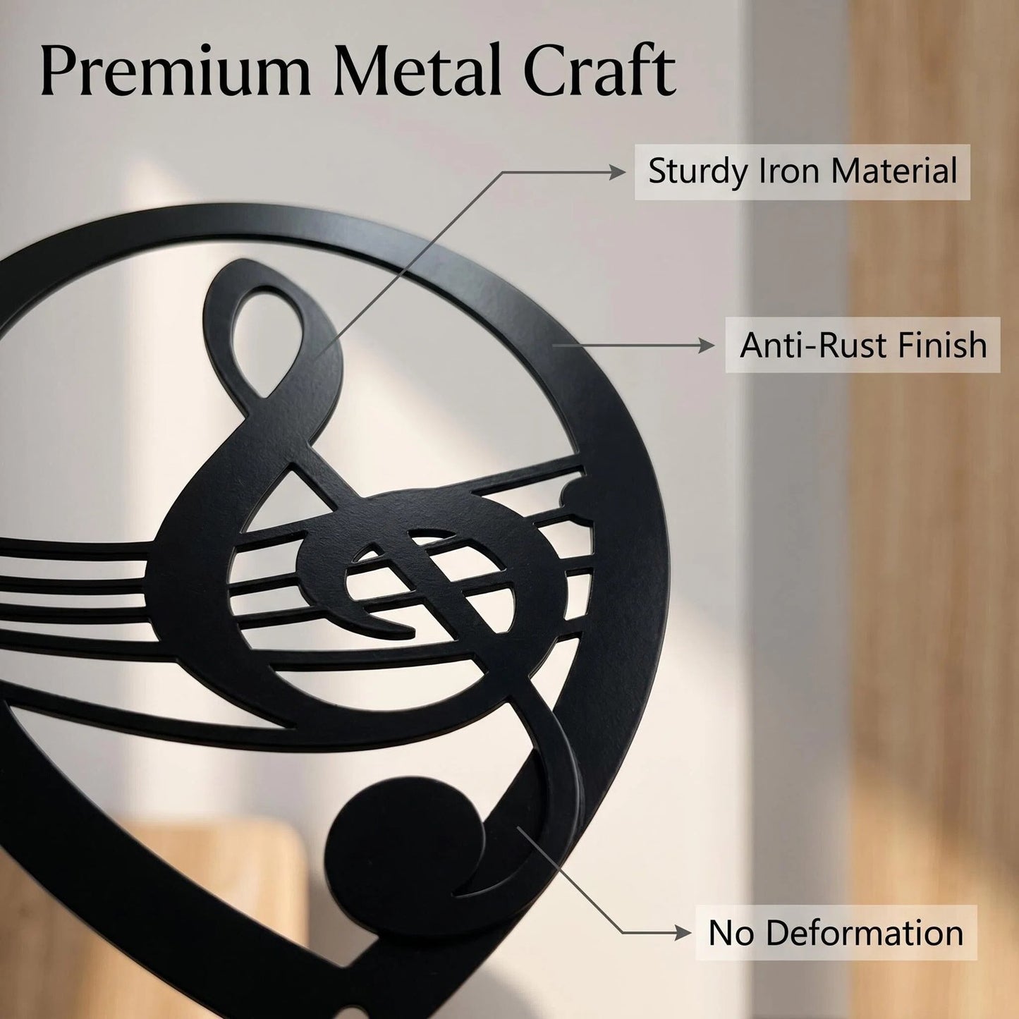 Heart Music Note Metal Wall Art alternate product view