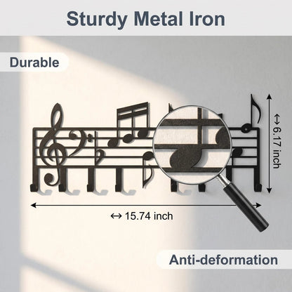 Musical Note Metal Wall Hook Rack product detail view
