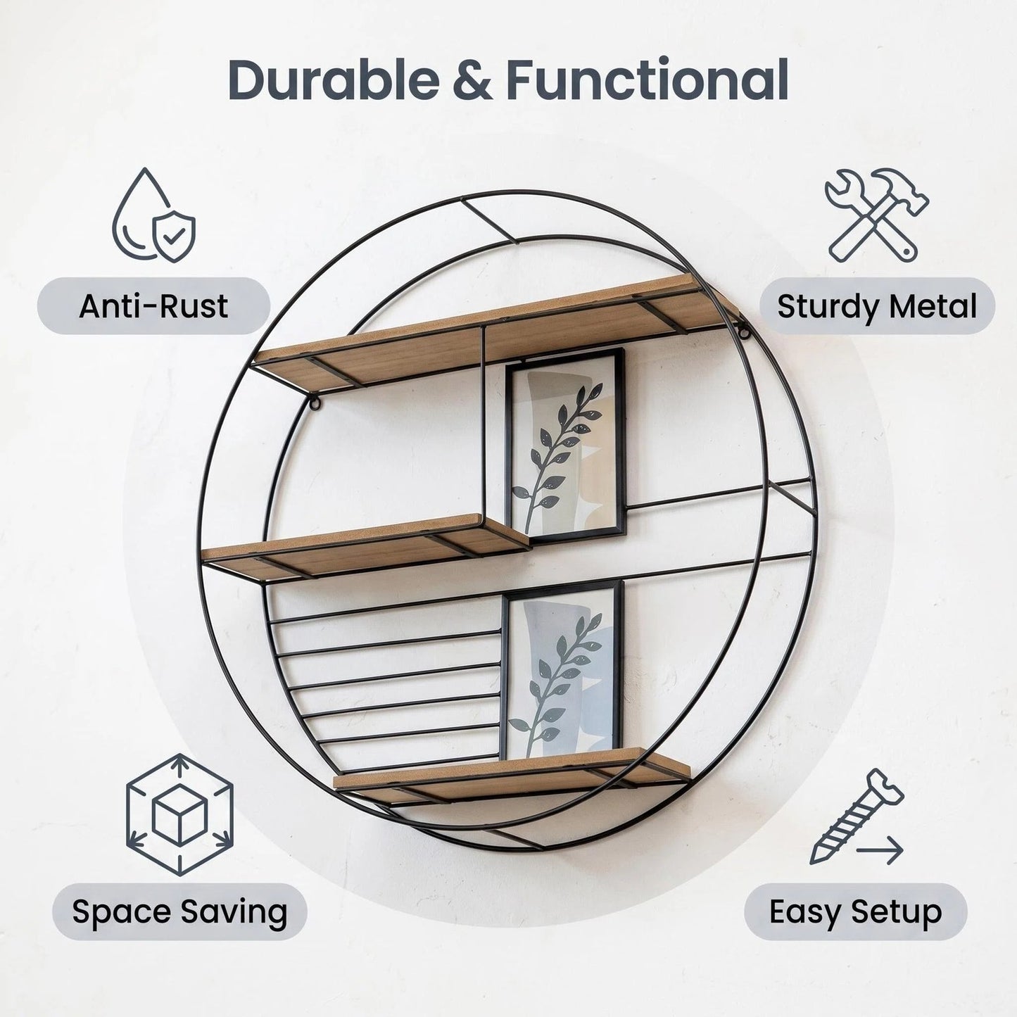 Round Metal Wall Shelf product detail view