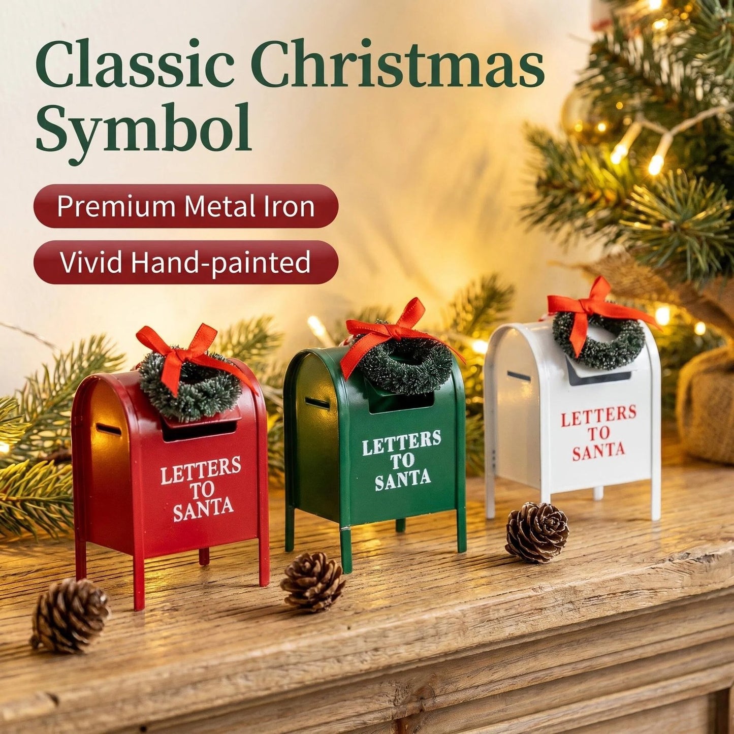 Metal Christmas Mailbox Table Ornament product detail view