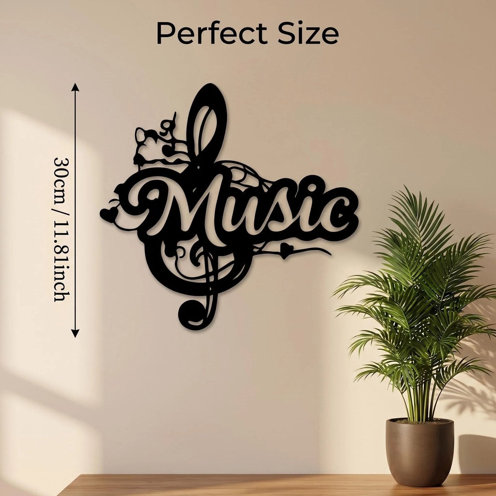 Music Note Metal Wall Art product detail view