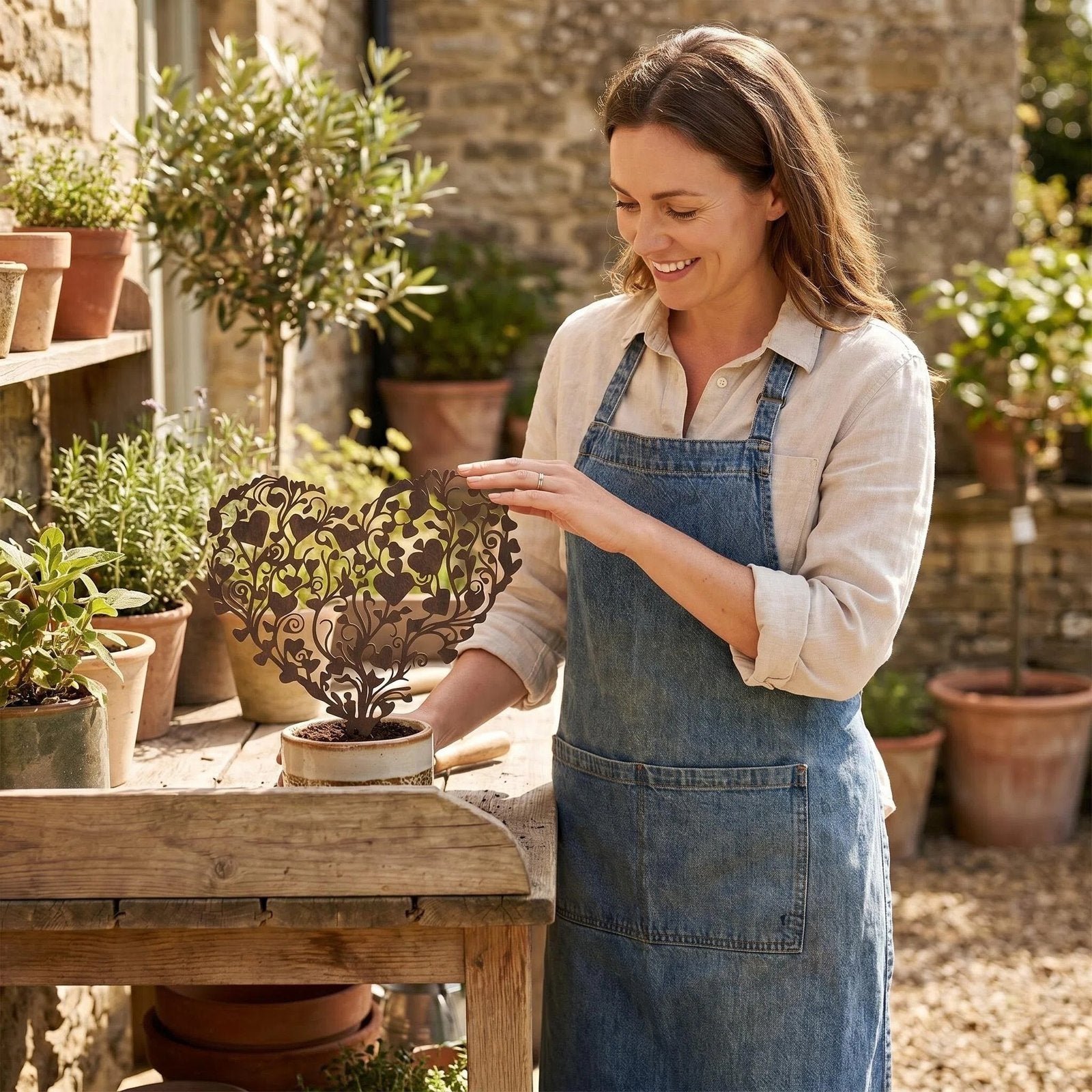Rustic Heart Vine Metal Garden Stake additional product view