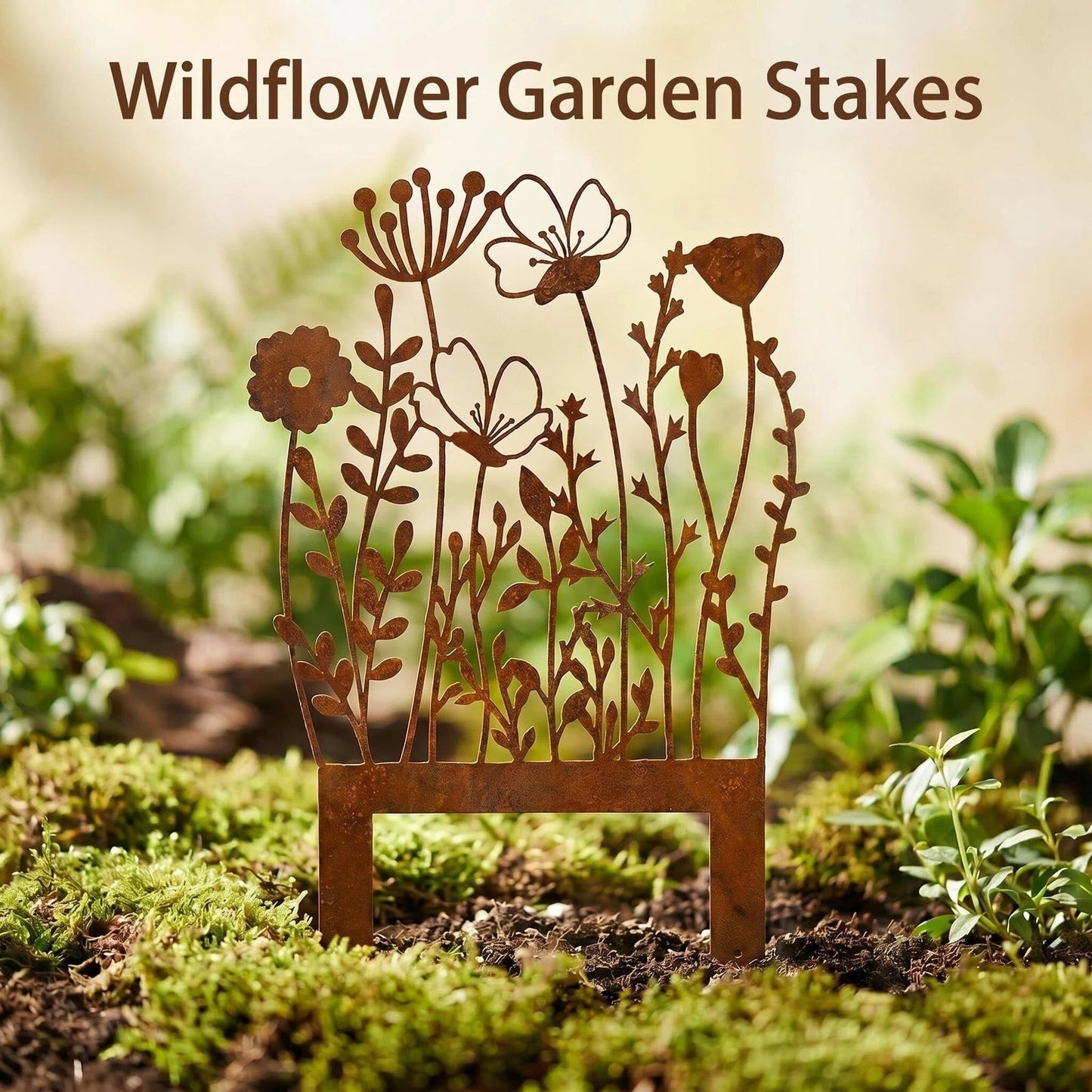 Rustic Metal Wildflower Garden Stake