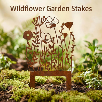 Rustic Metal Wildflower Garden Stake