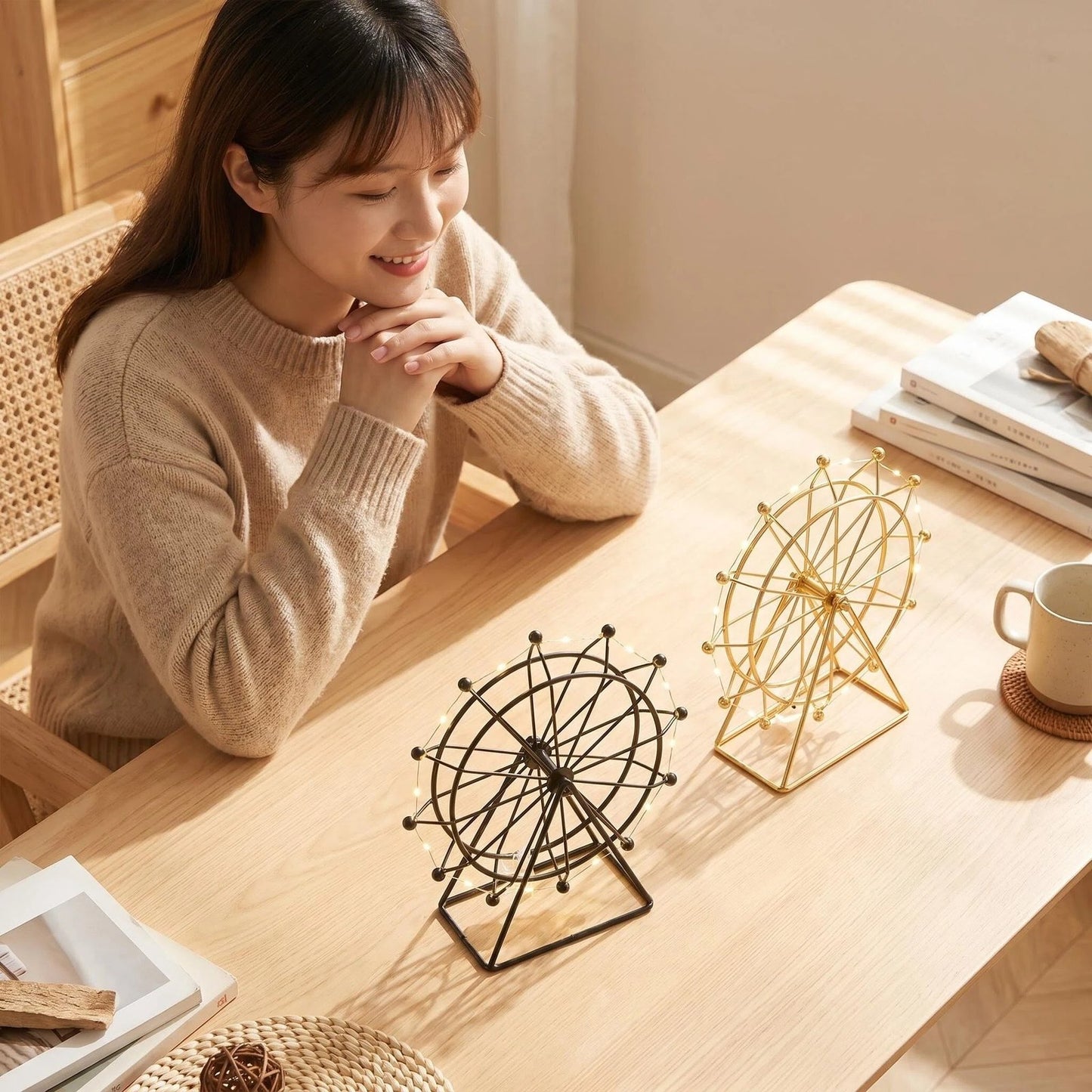 Rotating Nordic Metal Ferris Wheel Table Decor additional product view