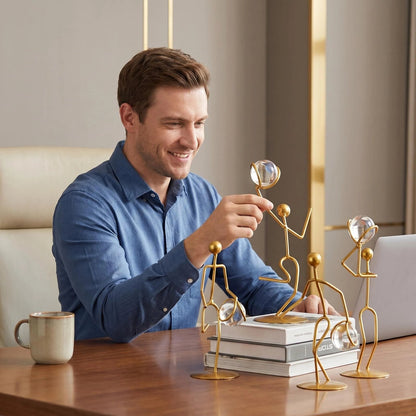Gold Metal Athlete Crystal Ball Table Decor additional product view