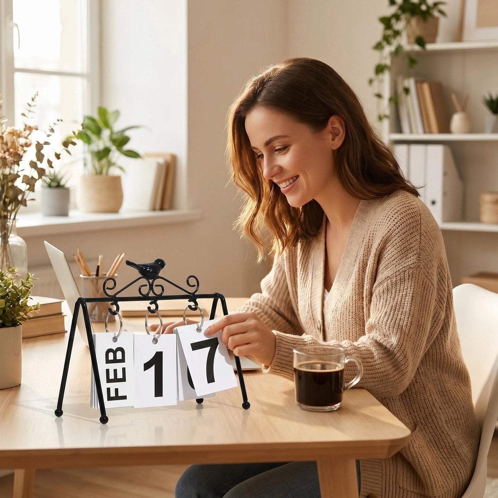 Nordic Metal Bird Perpetual Desk Calendar additional product view