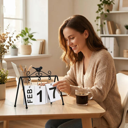 Nordic Metal Bird Perpetual Desk Calendar additional product view