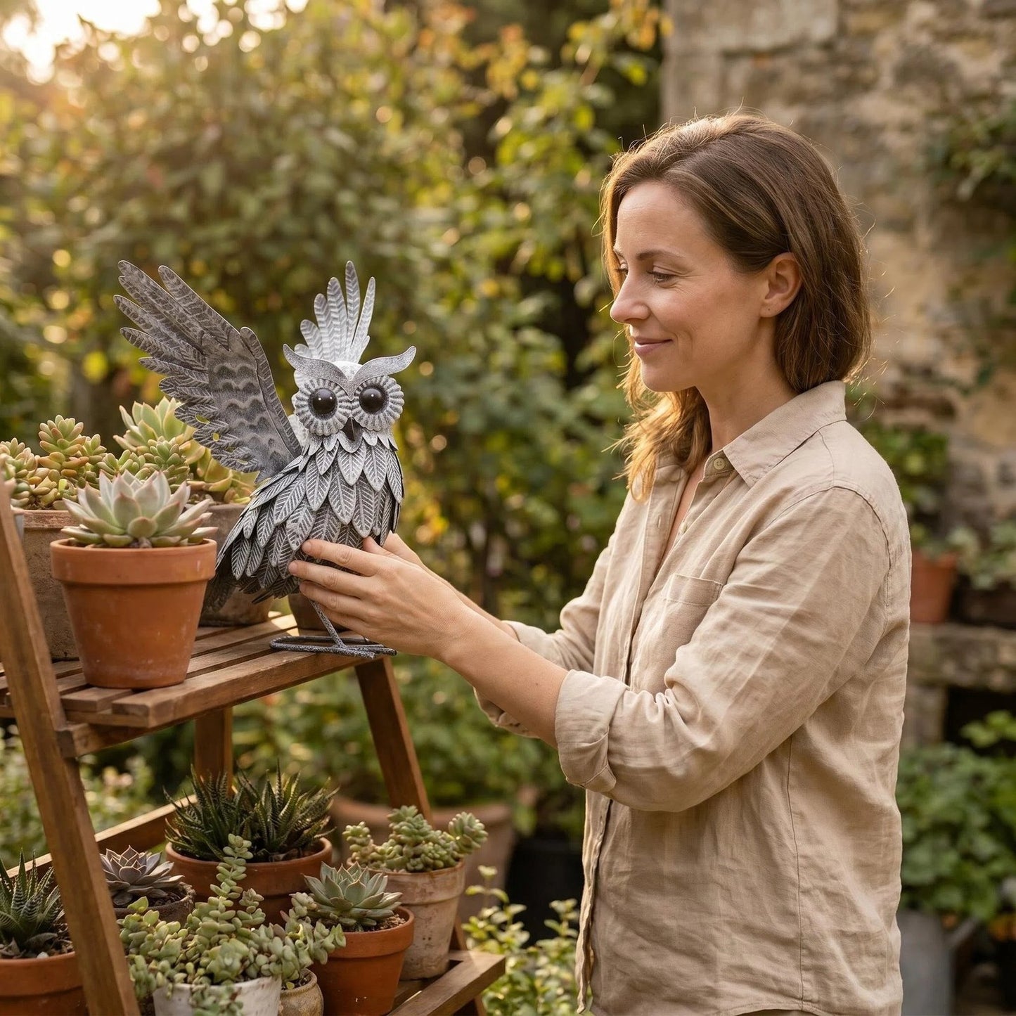 Vintage Metal Owl Garden Sculpture additional product view
