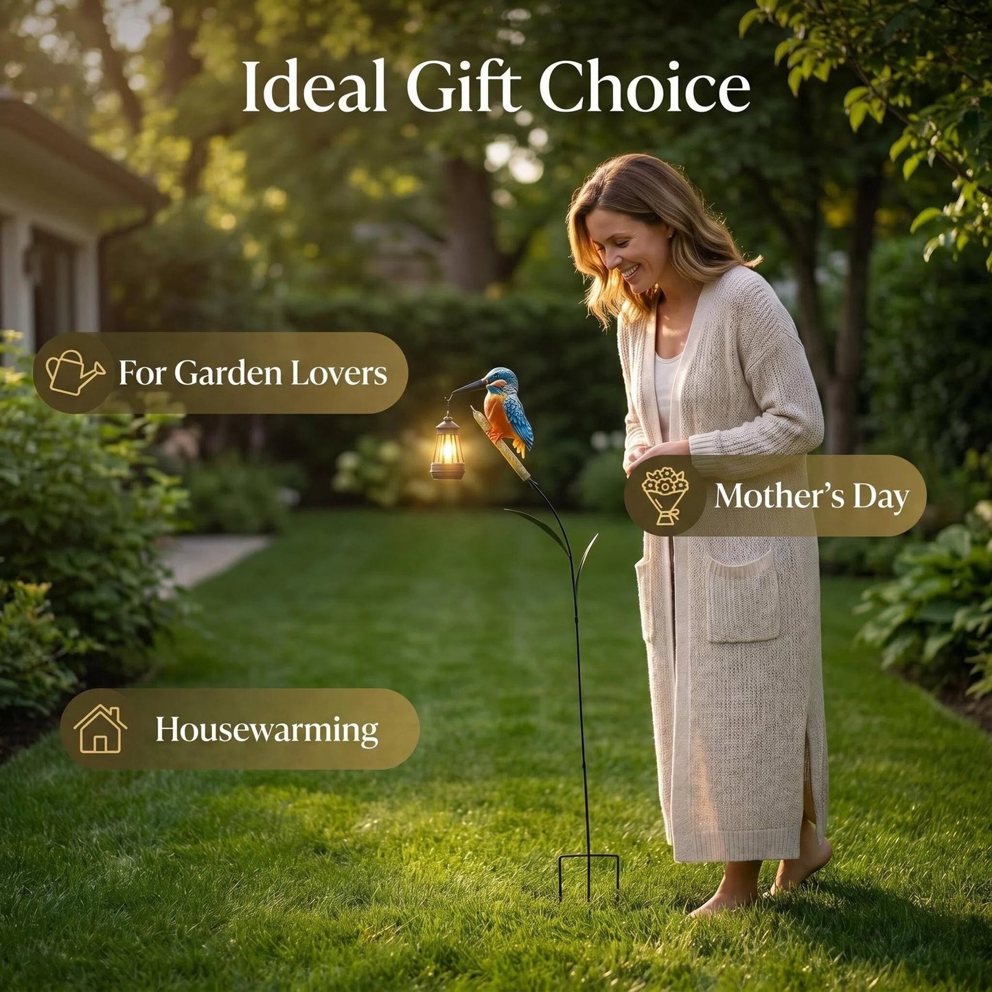 Solar Metal Kingfisher Garden Stake Light alternate product view