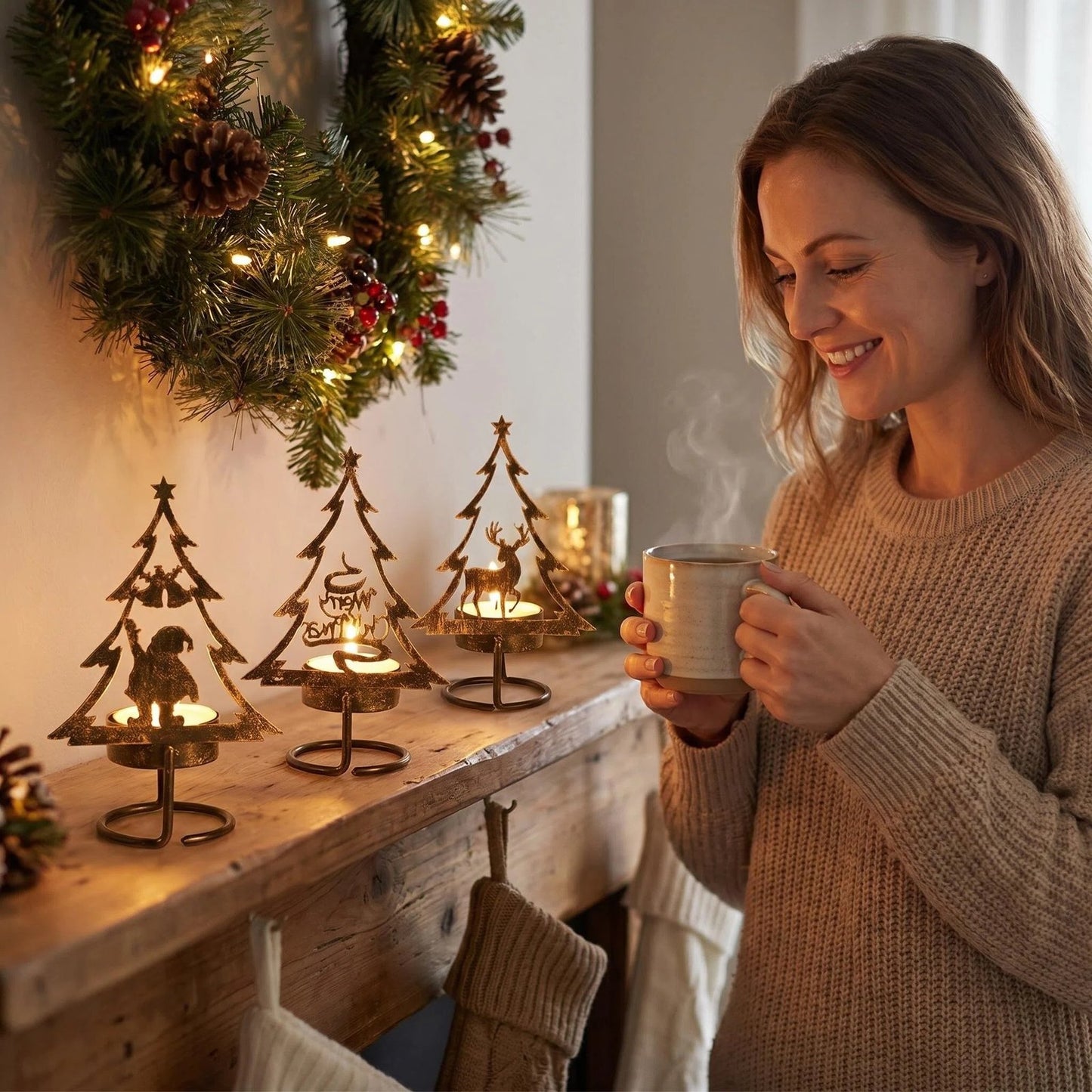 Metal Christmas Tree Candle Holder additional product view