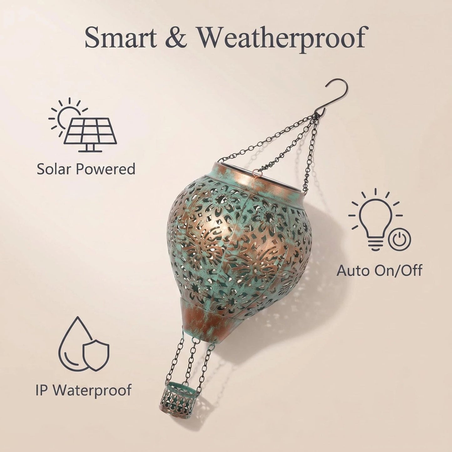 Solar Metal Hot Air Balloon Garden Lantern product detail view